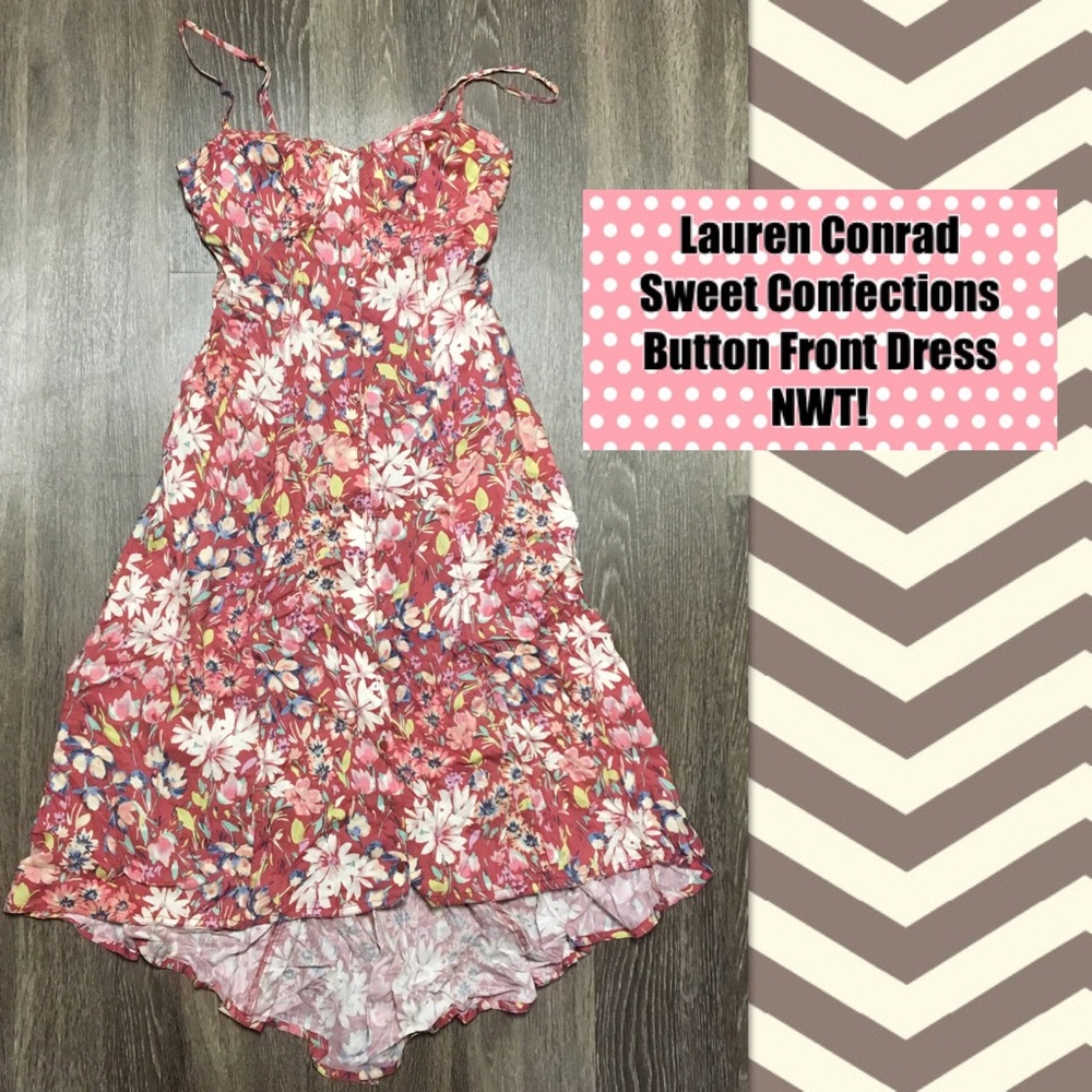 Pretty floral high low button front dress
